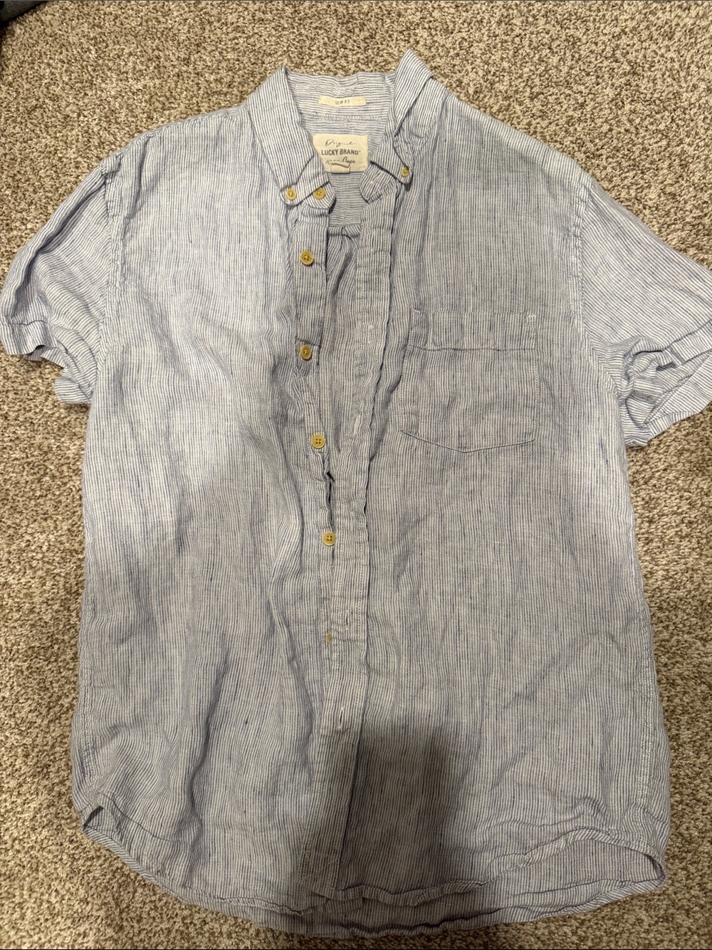 Lucky Brand Light Blue Short-Sleeve Button-Up Shirt